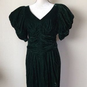 Vintage BB Collections Size 12 Dress Green Velvet